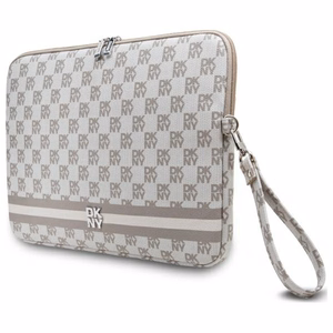 DKNY Ümbris Checkered Pattern Printed Stripes 16" Laptop Ümbris - Beige