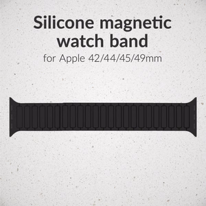 Mobilize silikoonist kellarihm - magnetiline - Apple 42/44/45/49mm - must