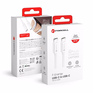 Kaabel USB C to USB C Forcell F-Energy QC4.0 PD 3A 60W 1,5 m C338 valge
