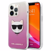 Karl Lagerfeld Choupette Head ümbris iPhone 13 Pro Max jaoks - roosa