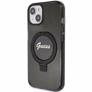 Guess Ring Stand Script Glitter MagSafe ümbris jaoks iPhone 13 / 14 / 15 - must