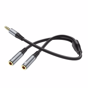 Kabel AUX 2w1 Jack 3,5 mm (męski) do 2 x Jack 3,5 mm (żeński) Hoco 0,25 m UPA21 hall (SC)