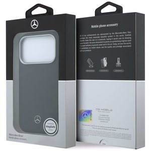 Mercedes кожаный MagSafe чехол iPhone 17 Pro Max с эффектом дерева - черный
