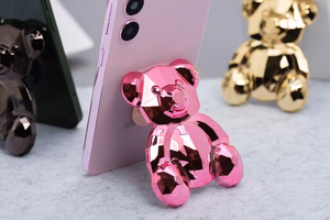 Phone stand BEAR - stick-on - roosa
