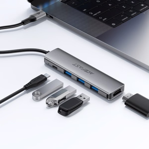 Acefast J16 USB jaotur USB-C 5-in-1 HDMI 4K 60Hz PD90W dokkimisjaam - hall