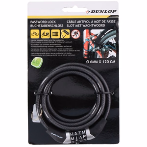 Dunlop numbrikoodiga jalgrattalukk, must