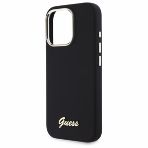 Guess Silicone Script Metal Logo & Frame Ümbris jaoks iPhone 16 Pro - must