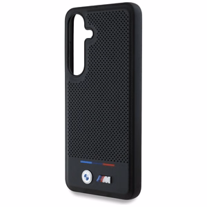 BMW Leather Tricolor Stripe MagSafe Ümbris jaoks Samsung Galaxy S25 - must