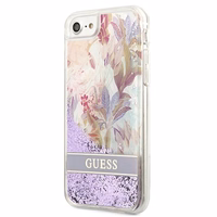 Guess Flower Liquid Glitter ümbris iPhone SE 2022 / SE 2020 / 7 / 8 jaoks - lilla