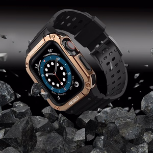 Protect Strap Band for Apple Watch 42/44/45mm Armored Case rihm - must, roosakas kuldne