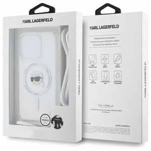 Karl Lagerfeld Crossbody IML Karl Head Magsafe Ümbris jaoks iPhone 16 Pro - Clear