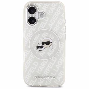 Karl Lagerfeld IML Glitter Karl & Choupette Heads Logo MagSafe iPhone 17 Ümbris - Hall