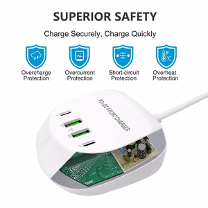 Travel laadija T3P+ - 2xType C + 2xUSB - QC + PD 40W valge
