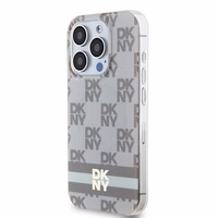 DKNY IML Checkered Mono Pattern & Printed Stripes MagSafe ümbris jaoks iPhone 14 Pro Max - beige