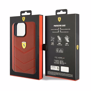 Ferrari Leather Stitched Lines ümbris jaoks iPhone 15 Pro Max - punane