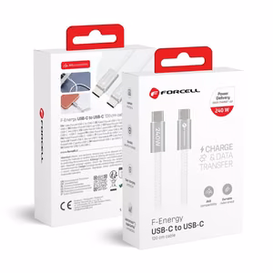 Kaabel USB C USB C Forcell F-Energy QC4.0 PD 5A 240W Cafule Flat 1,2m CCFN23 valge