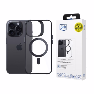 3mk Satin Armor MagCase with MagSafe jaoks iPhone 15 Pro Max - Clear with must Frame