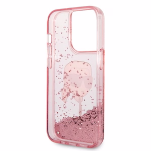 Karl Lagerfeld Glitter Karl's Head ümbris jaoks iPhone 14 Pro Max - roosa