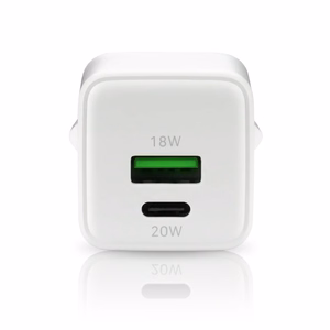 laadija 1 x USB, 1 x USB-C Quick Charge 3.0 20W valge