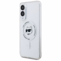 Karl Lagerfeld Button Choupette Head Printed Logo MagSafe Ümbris jaoks Samsung Galaxy S25 Edge - Valge