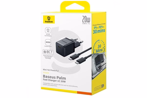 Laadija Baseus Palm 20W USB-C + USB-C to USB-C kaabel 1.0m must TZCCSUP-L01