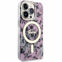 Guess GUHMP14XHCFWSP iPhone 14 Pro Max 6.7" roosa/roosa hardcase Flower MagSafe