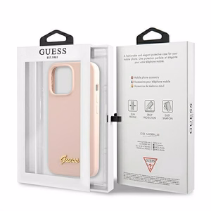 Guess GUHMP13LLSLMGLP iPhone 13 Pro / 13 6.1" светло-розовый/светло-розовый жёсткий чехол Silicone Script Gold Logo Magsafe