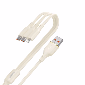 Dudao L7SE кабель 3 в 1 USB-A - 2x USB-C Lightning 66W 1.2м - бежевый