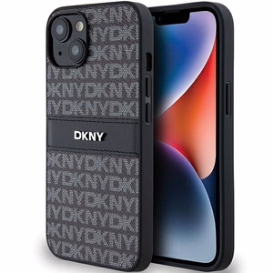 DKNY Leather Mono Stripe & Metal Logo Ümbris jaoks iPhone 15/14/13 - Must