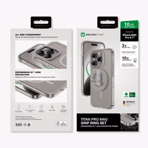 Amazing Thing Titan Pro Mag Ring Grip Ümbris 10FT IP156.1PTRGY jaoks Iphone 15 Pro titanium