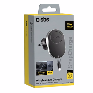 SBS TESUPP15WRETRACABL Wireless Laadija Smartphone Hoidja koos Retractable Kaabel Compatible koos MagSafe - must