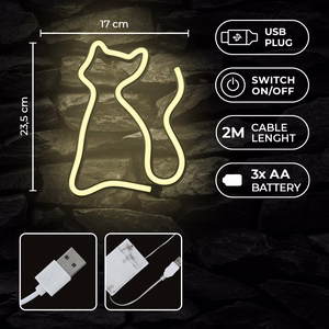 Neon LED Light CAT warm valge Bat + USB FLNE03 Forever Light