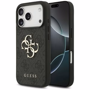 Guess PU 4G Metal Logo ümbris Apple iPhone 18 Pro telefonile, hall