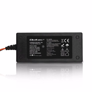 Qoltec 52665 Automatic charger for AGM GEL STD batteries | 24V charger | 2A | 48W | LED | 1.8m cable