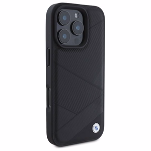 BMW Sign Leather Crossing Lines Pattern iPhone 16 Pro Max Ümbris - must