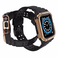Protect Strap Band for Apple Watch 42/44/45mm Armored Case rihm - must, roosakas kuldne