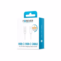 Forever kaabel USB-C - USB-C 1,0 m 60W valge