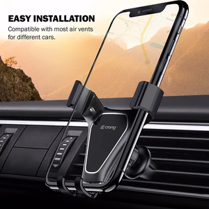 Crong Gravity Auto-Clip raskusjõul töötav auto telefonihoidik 4.7–6.5" telefonidele, must
