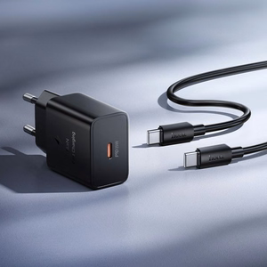 Зарядное устройство для телефона Hoco USB C QC PD 25W + кабель USB C на USB C N76 черное