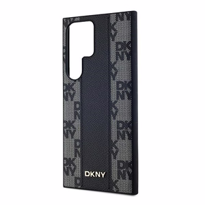 DKNY Leather Checkered Mono Pattern MagSafe Чехол для Samsung Galaxy S24 Ultra - чёрный