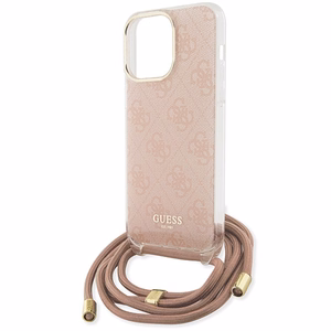 GUESS ümbris jaoks IPHONE 15 Pro GUHCP15LHC4SEP (Crossbody Cord 4G Print) roosa