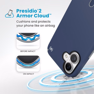 Speck Presidio2 Pro MagSafe'i ja ClickLocki toega ümbris iPhone 16 Plus-le, Coastal Blue/Dust Grey