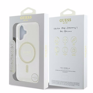 Guess IML Glitter Circle MagSafe iPhone 16 Ümbris - Clear