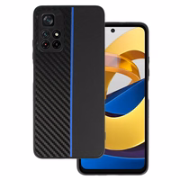 Tel Protect CARBON Ümbris jaoks Xiaomi Redmi Note 11 5G/Note 11S 5G/Poco M4 Pro 5G Must with sinine stripe