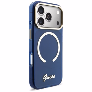 Guess IML Script Metal MagSafe Ümbris for iPhone 17 Pro Max - sinine