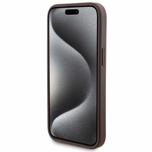 Guess 4G Metal Logo ümbris set jaoks iPhone 15 + 5000mAh MagSafe power bank - brown