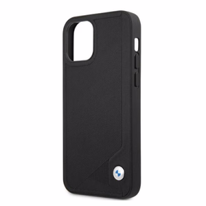 BMW nahast deebossi ümbris iPhone 12 Pro Max'ile - must