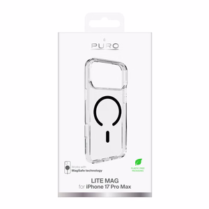 Puro Lite Mag TPU+PC Ümbris Compatible with MagSafe jaoks iPhone 17 Pro Max - Läbipaistev with Must Ring