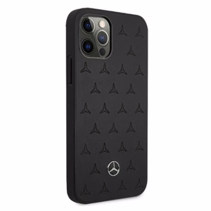 Mercedes nahast tähtede mustriga ümbris iPhone 12 Pro Max'ile - must