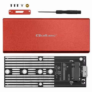 Qoltec 51831 korpus | M.2 SSD | SATA | NGFF | USB 3.0 | Super speed 5Gb/s | 2TB | punane